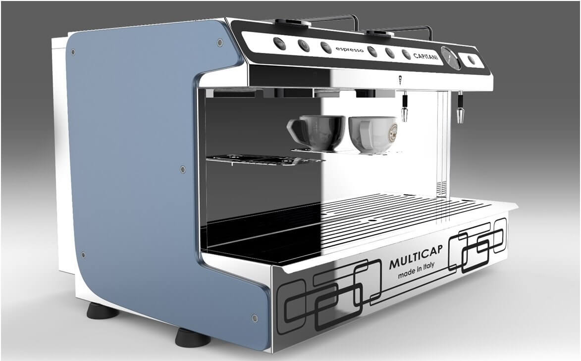 Espresso del Capitani „Multicap“ ESE 44mm, Heißwasser, Dampfdüse & Milchaufschäumer, festes Wasser/Tank