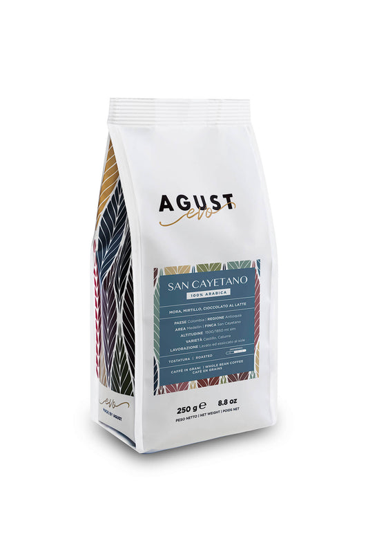 Caffè Agust Columbia San Cayento gerösteter gemahlener Bio-Kaffee 250 g – geeignet für Moka-Kanne –
